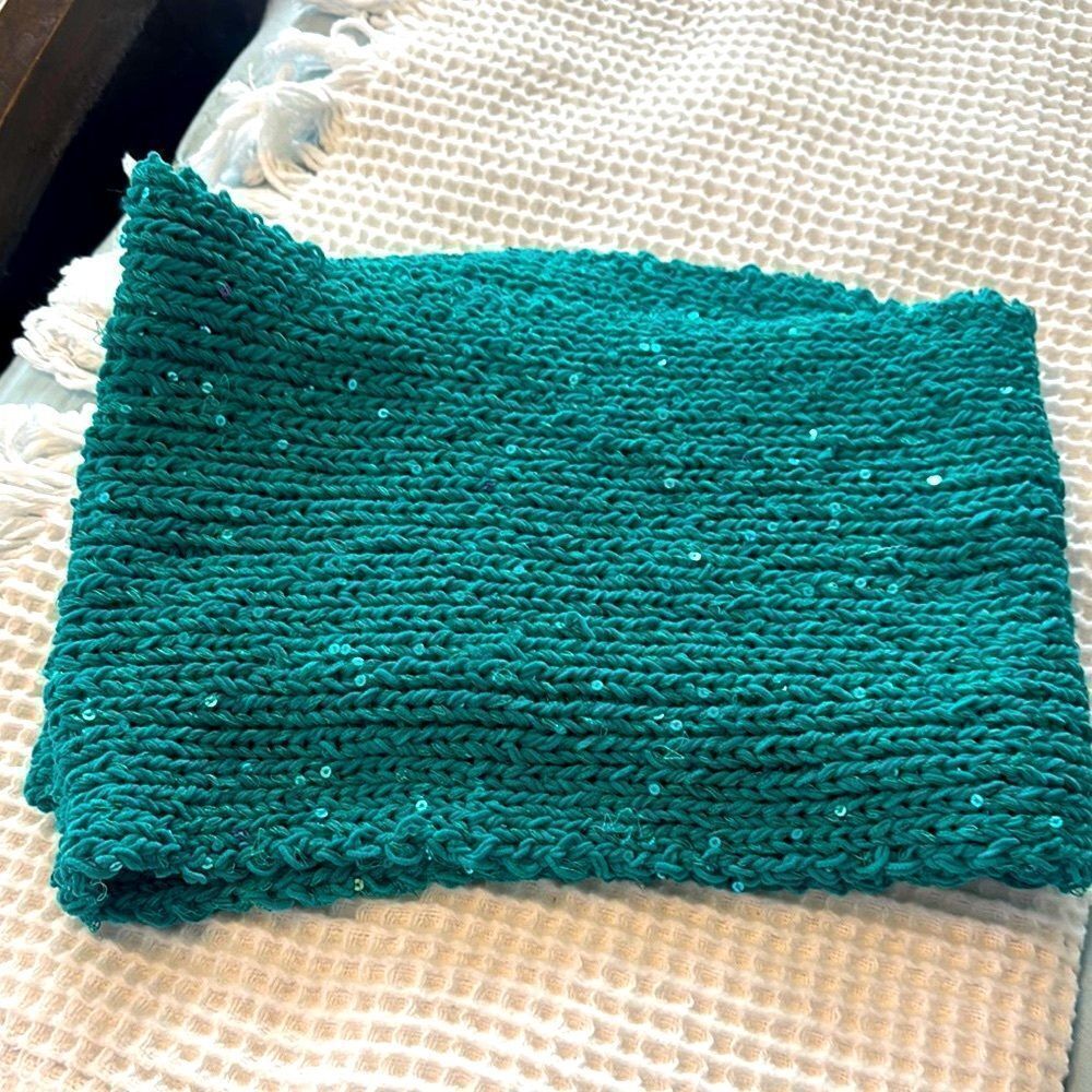 *Betsey Johnson* Teal Sequin Funnel Infiniti Scarf